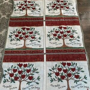Vintage 1990s Family Tree Woven Tapestry Throw Blanket Deb‎ Strain Quote 52x80